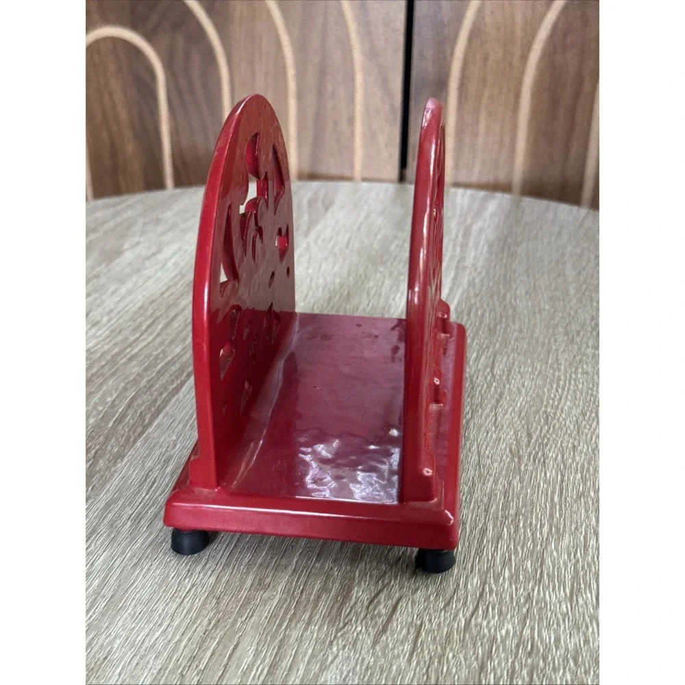 Red Cast Iron Napkin Holder Rustic Metal Napkin/Letter Holder
